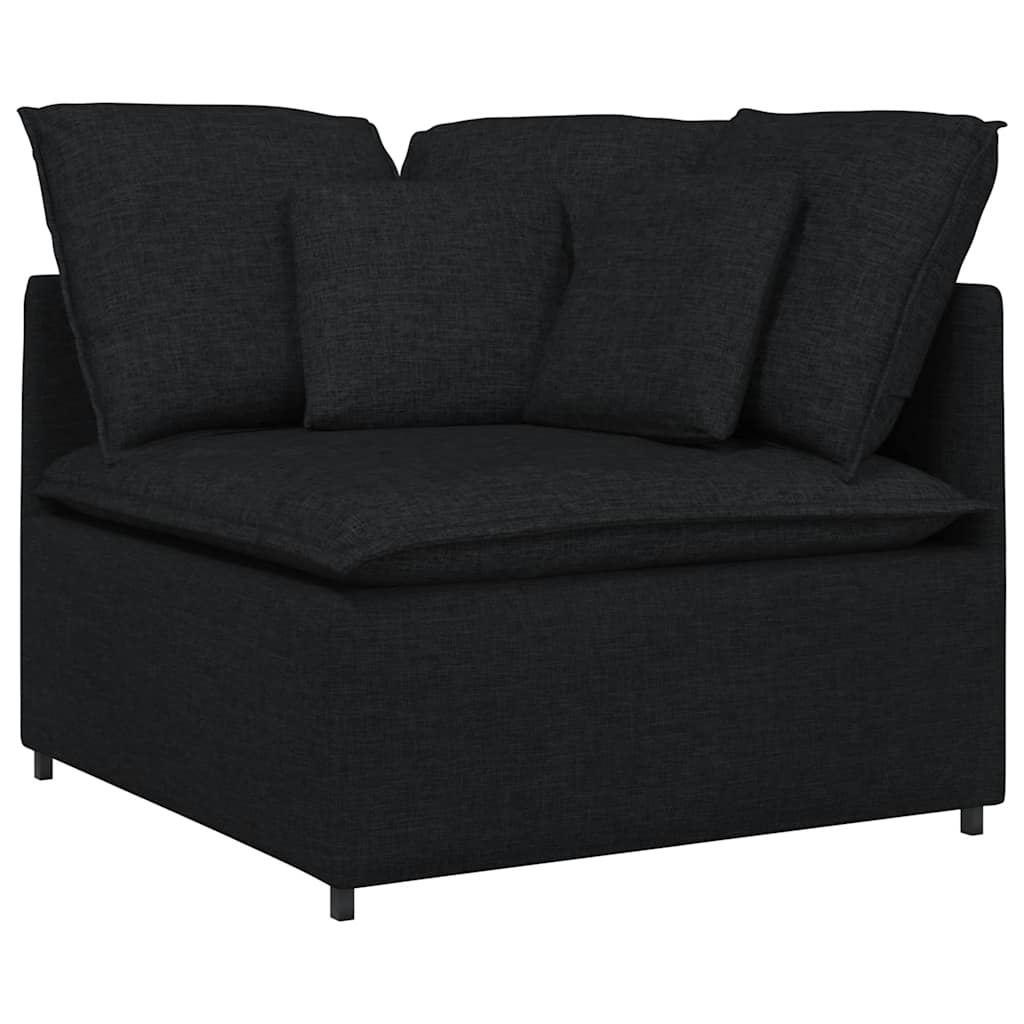 Modular Sofa with Cushions Fabric Black