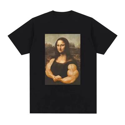 Camiseta de Fitness Mona Lisa Divertida Músculos Gimnasio Casual Gráfica Manga Corta Camisetas Moda Unisex Casual Camiseta Oversize