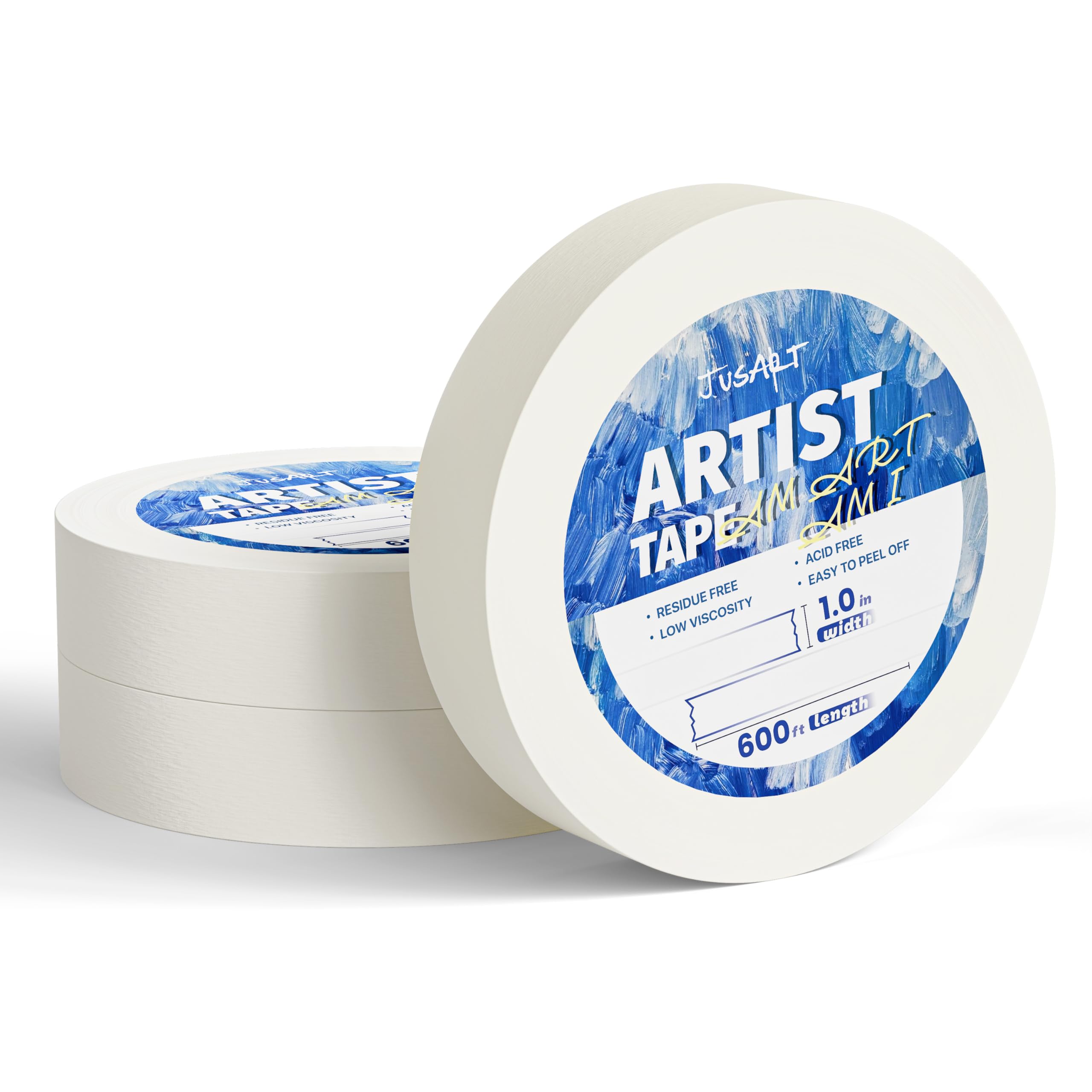 JusArt Маскировочная x 3 Бумажная Лента Лента, 25,4 мм 61 м, Белая, Рулоны, Многоцелевая белый