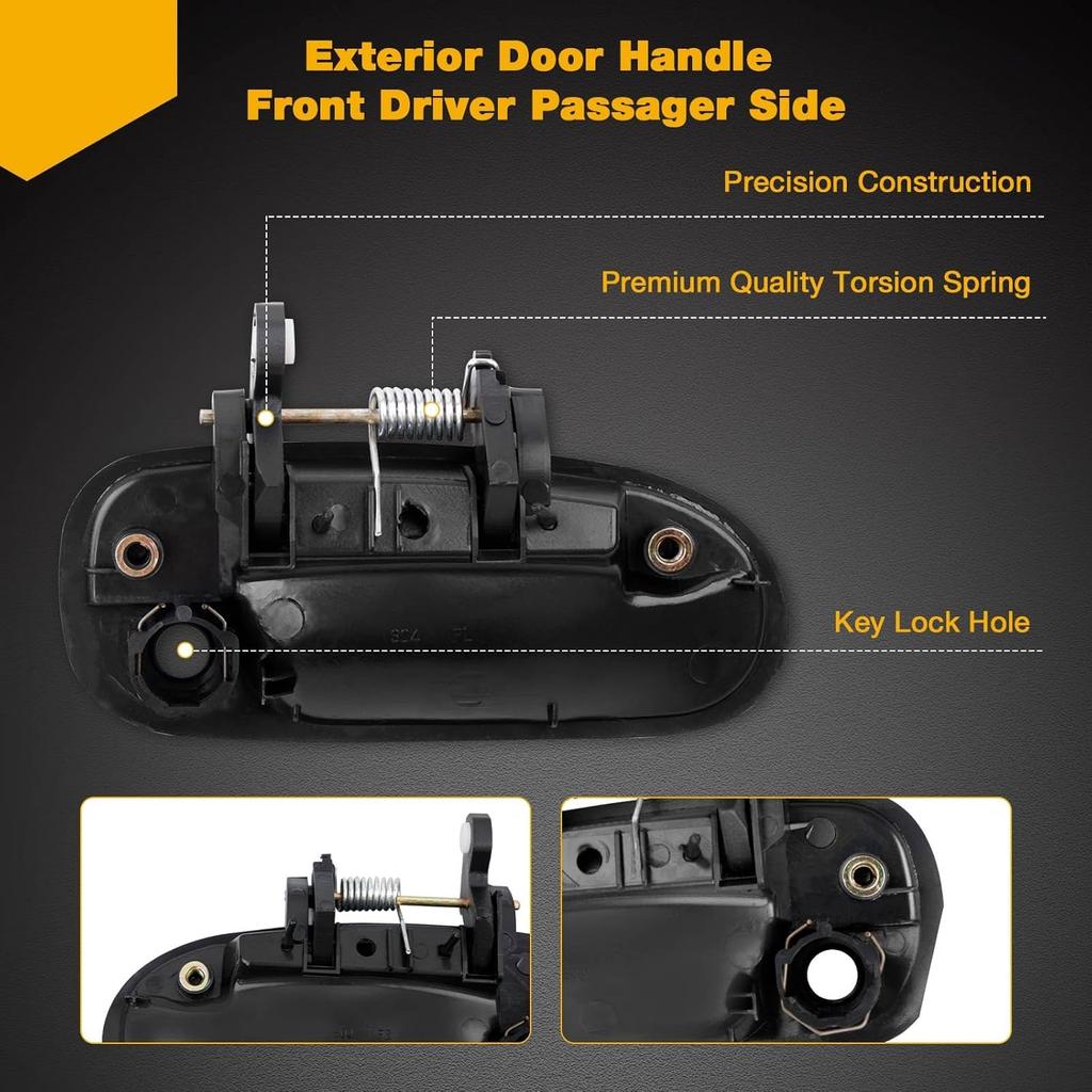 Gledewen 4PCS Exterior Door Handle Front Rear Driver Side, Outside Left Right Passenger Handle, Compatible with 1996-2000 Honda Civic, Replaces#