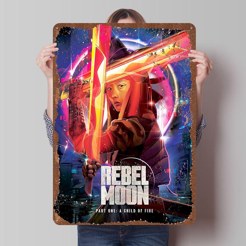 Rebel Moon Print Tinplate Posters Customizable Wall Art Retro Vintage Metal Tin Signs for Home and Decoration Gaming Desk Decor