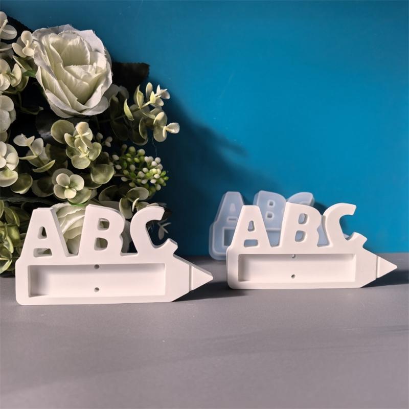 Letter Pencil Shape Resin Silicone Mould Silicone Chocolate Holder Mould for Classroom Decoration Handmade Candy Chocolate Holder Classroom Decoration