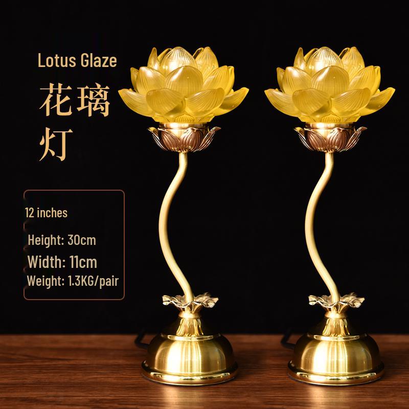 Seven-Color LED Crystal Lotus Lamp for Buddha and Guanyin Offerings