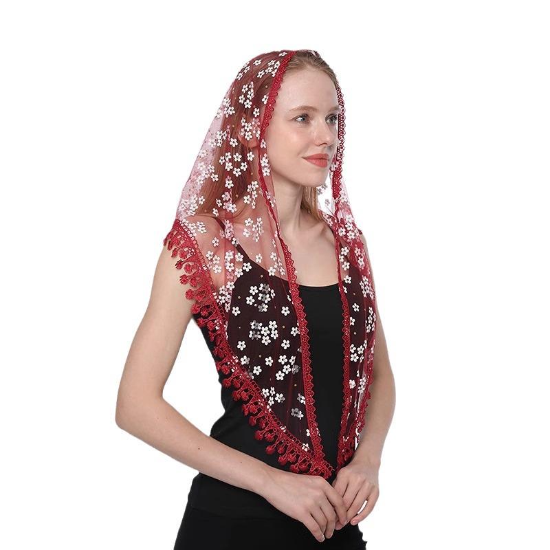 Korean Floral Tassel Shawl: Lightweight Summer Sun Protection Scarf