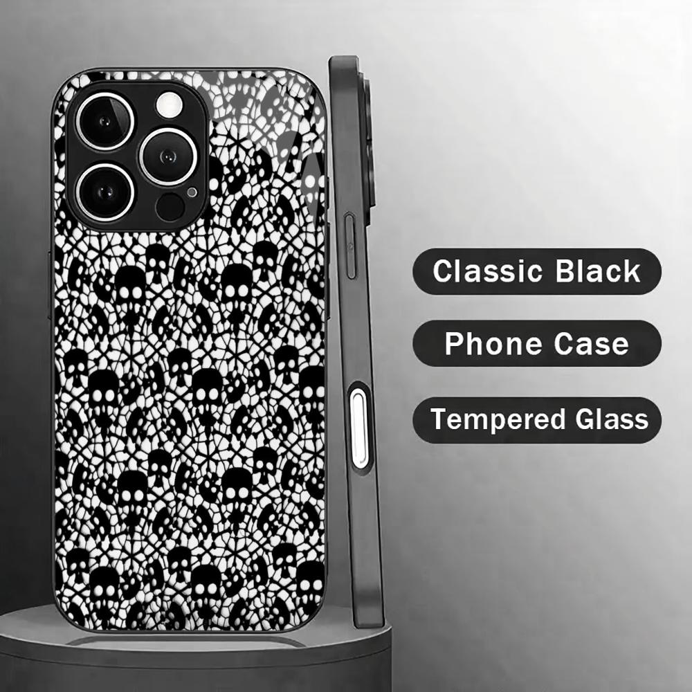 Halloween Style Skull Glass phone case mobile phones for iphone 17 pro max cover for iPhone 17 16 15 14 13 12 11pm Pro Plus