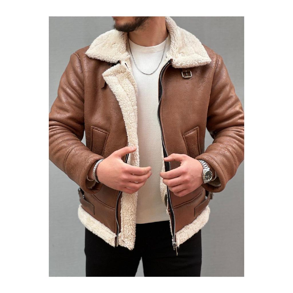 Men's Black Full Shearling Napa Leather Coat