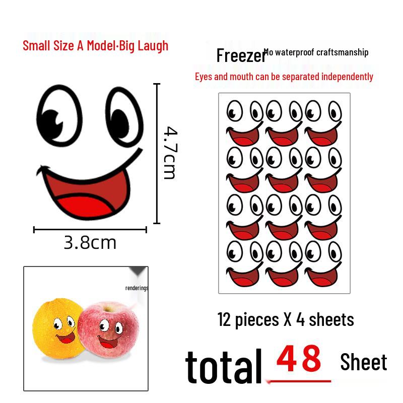 

Fruit Expression Smiley Stickers: Yuzu, Watermelon, Apple, Honeydew - Self-Adhesive Labels for Supermarket & Takeout Packaging