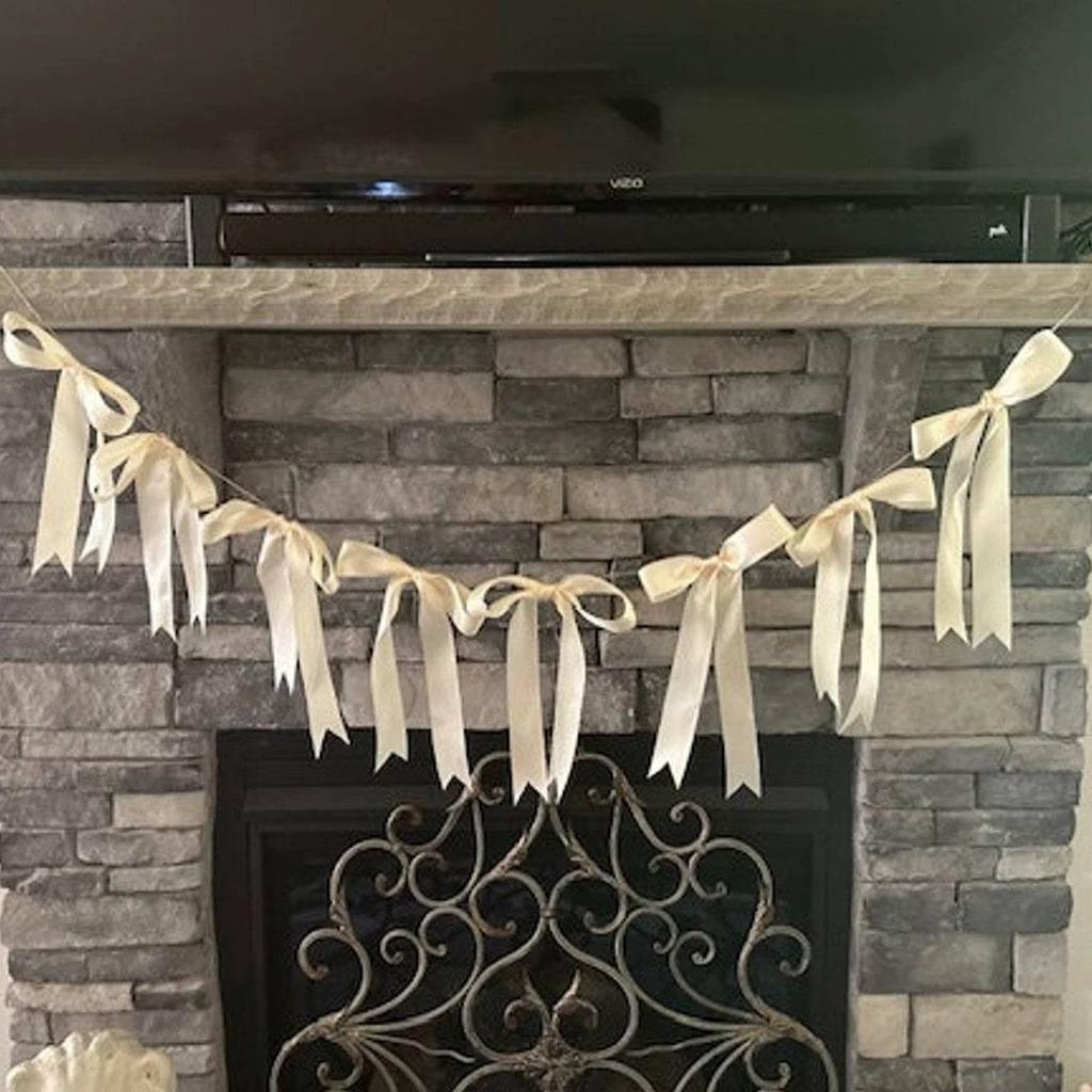 5 Stück Schleifengirlanden Deko für Junggesellinnenabschied Dekorationen Satinband Coquette Tisch Geburtstagsfeier Girlande Schleifdeko Banner Schleifengirlandenbanner