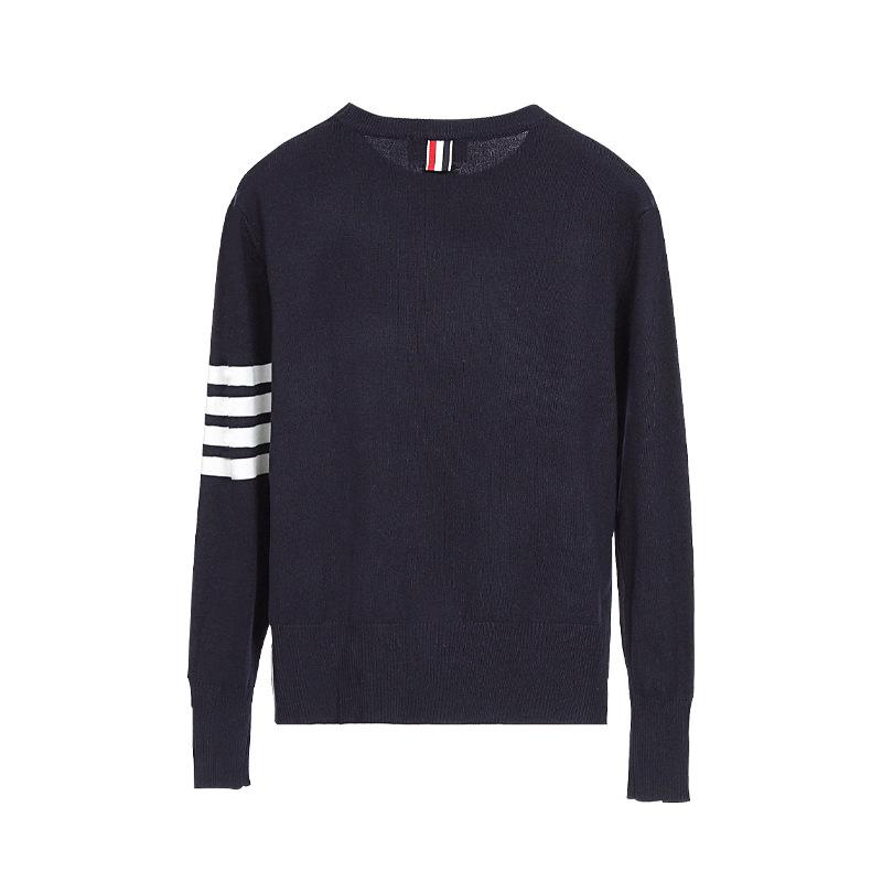 TB BROWIN Wool Four-Bar Round Neck Sweater