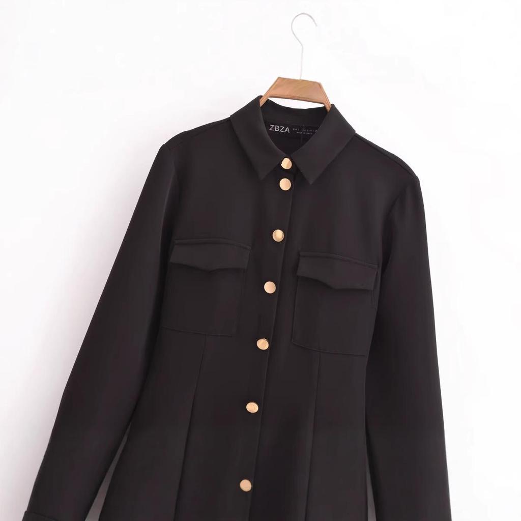 Women's 2024 Autumn European & American Style Slimming Crepe Mini Dress