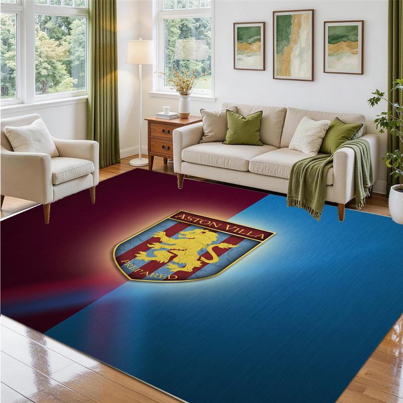 Aston Villa Football Design Crystal Velvet Rug Soft Decorative Mat for Bedroom Entrance