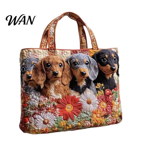 Bolso Tote Acolchado para Mujer con Estampado Retro Tela Vintage Ligero Gran Capacidad Plegable Bolso de Mano para Uso Diario Viajes Compras