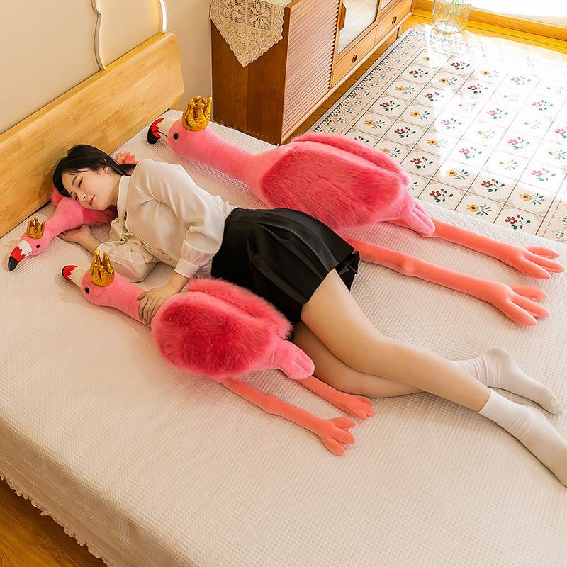 Adorable Plush Flamingo Long Pillow Soft Stuffed Animal Cushion For Relaxation