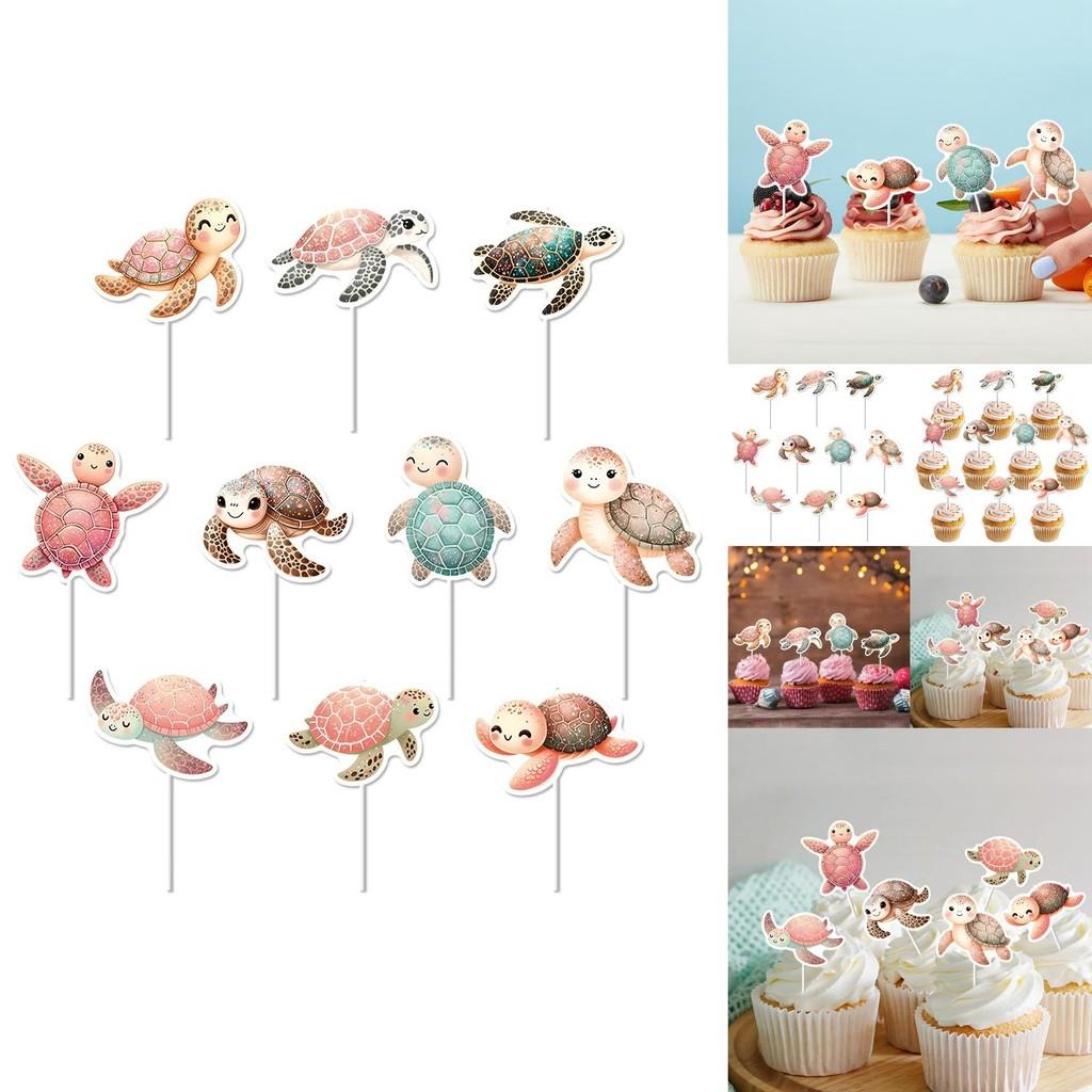 Turtle Birthday Cake Accessories With Diy Paper Placards For Event Decor