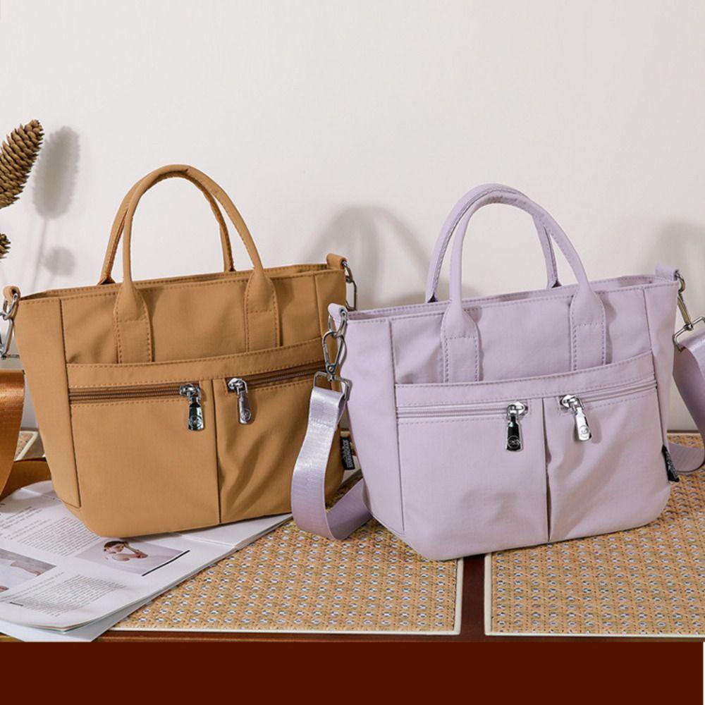 Casual Oxford Cloth Crossbody Bag Solid Color Canvas Tote Bag Nylon Cloth Handbag Unisex