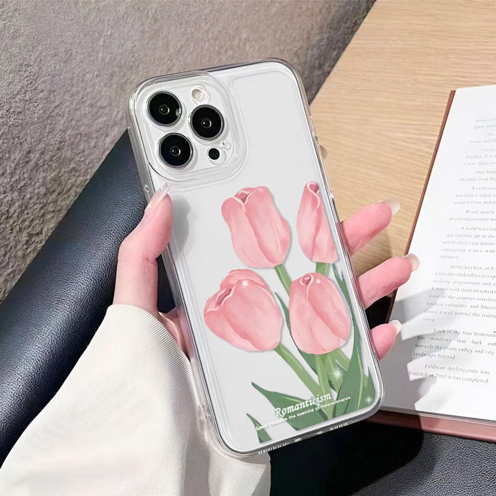 

Мода Тюльпан Цветок Прозрачный Чехол для Iphone 14 13 12 11 Pro Max X Xr Xs 7 8 Plus Se 2022 Защита объектива Мягкая ударопрочная крышка