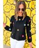 Azura Exchange Black Floral Embroidered Puff Sleeve Top