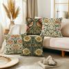 Vintage Flower and Bird Throw Pillow Covers Linen  Zippered Cushion Cases for Farmhouse, Living Room Decor Pillowcases