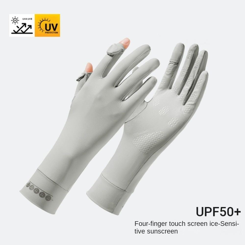 Flip Finger Ice Silk Gloves Touch Screen Riding Driving Gloves New Driving Mittens  Summer