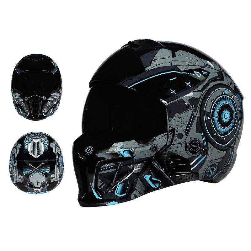 3C Certified Full Face Retro Motorcycle Helmet for All Seasons - Men's and Women's Scorpion Combination Half Helmet