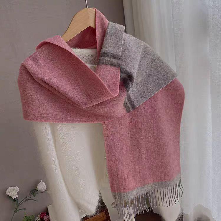 Checkerboard Grain Scarf Female Winter Warm Pure Wool Cashmere Shawl Couple Accessory Premium Sense Windproof Scarf For Women