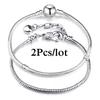 2 Stück/Los Sonderangebot 3mm Silberfarbene Schlangenkette Charm-Armband Für Damen Herren Passend für DIY-Armbänder Schmuck Geschenk