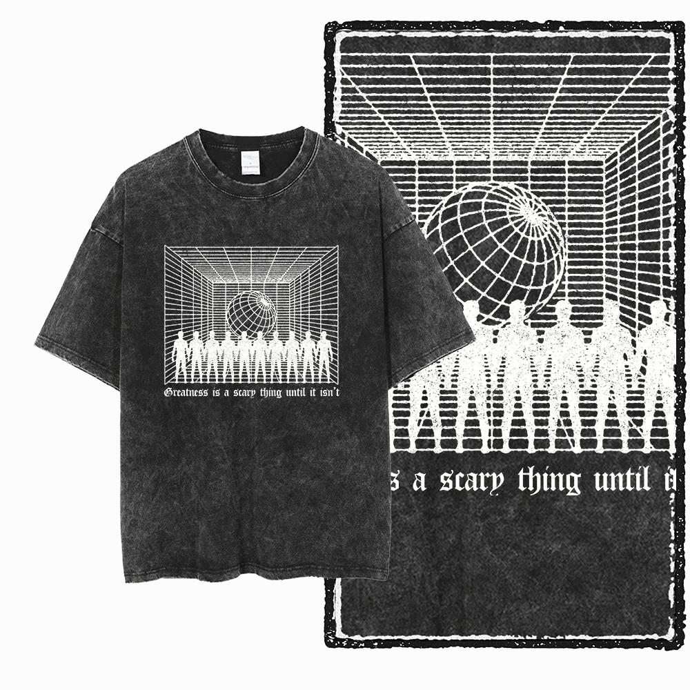 ZF STREETWEAR Printed Cotton Acid Washed Exclusive Graphic Unisex T Shirt Cool Vintage retro Men Tshirts Big Size Tee for men