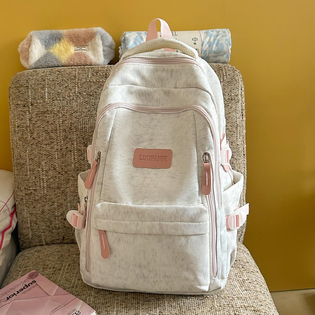 Schoolbagins Simple Large-capacity Schoolbag High School Student Junior High School Student College Student Versatile Solid Color Backpack Women's