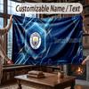 Custom Name Flannel Throw Blanket Manchester City Pattern Warm Home Decoration