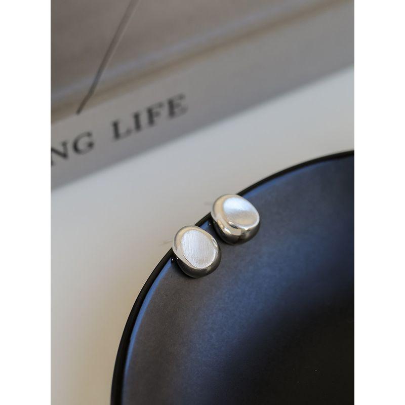 Sterling Silver Needle Fashion Niche Normcore Bag Design Shaped Metal Brushed Water Drop Beanie Earrings Fancy Ear Studs