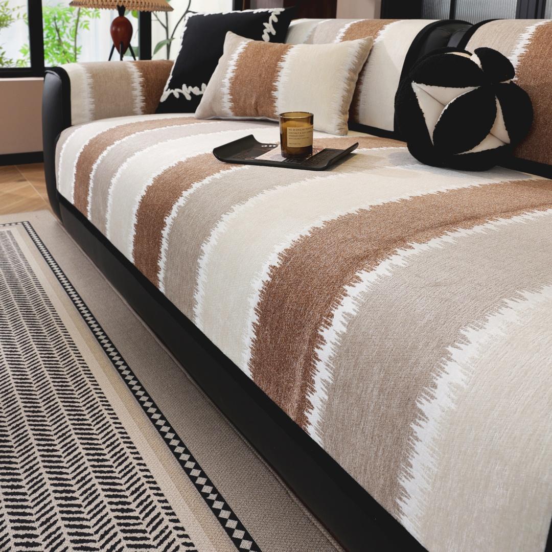 

Gradient Dyed Chenille Non-Slip Sofa Couch Cover - Anti-Skid Cushion Protector for Living Room, All Seasons Washable Sofa Towel 90x90cm
