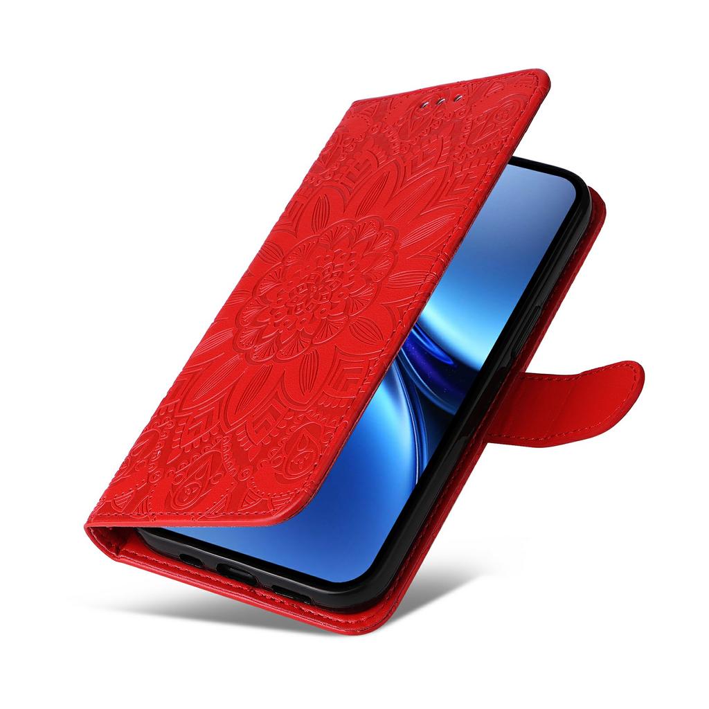 Für vivo X200 Pro 5G Hülle Sonnenblumen-Prägung Leder Brieftasche Handyhülle