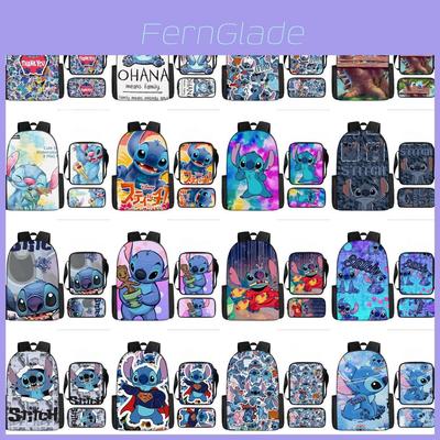 Disney Stitch School Backpack Oxford Cloth Lightweight Breathable Bookbag For Kids