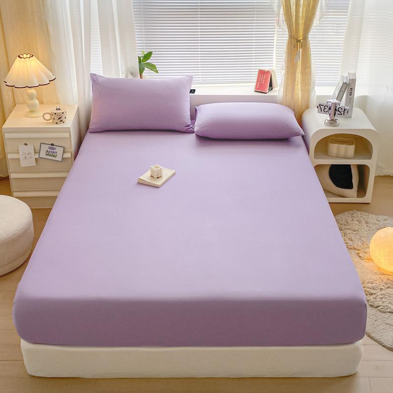 Pure Cotton Solid Color Single Product Fitted Sheet Bed Cover Dust Cover Bed Bag Protective Cover