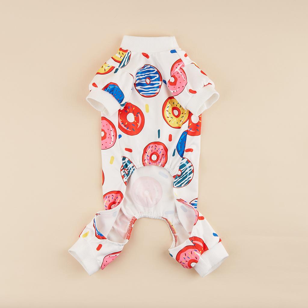 Dog Pajamas Pjs Spring Summer Dog Clothes for Small Dogs Girl Boy Medium Size Dogs, Doughnut Pattern Puppy Clothes Doggie