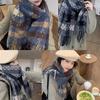 New scarf women's autumn and winter atmosphere plaid fringed warm scarf men's couple thickened long scarf Korean version versatile