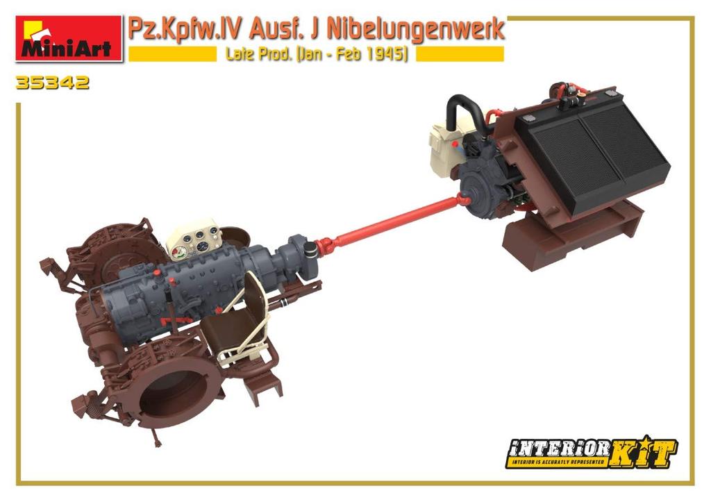Miniart Scale German Army Panzer IV Nibelungen Late Full Plastic Model Kit MA35342 1/35 Ausf. J, Factory, Model, January-February 1945, Interior,