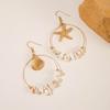 Bohemian Asymmetrical Starfish Shell Earrings Geometric Gravel Pendant Earrings Earrings