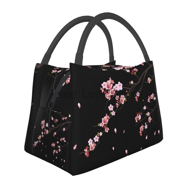 Borsa Termica Pranzo con Stampa Fiori di Ciliegio Sakura Giapponesi Riutilizzabile Portatile per Donna Scatola Pranzo Isolante per Viaggio Picnic Lavoro