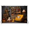 Mocsicka Indoor Christmas Home Photography Backdrop Child Birthday Photo Background Xmas Tree Bear Gifts Sofa Party Decor Banner