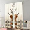 Flat Printing Window Treatment Curtains Highland Cow Gate Open Polyester Fabric Without Electricity Festive Holiday Use Curtain Set Of 2 Made Washable