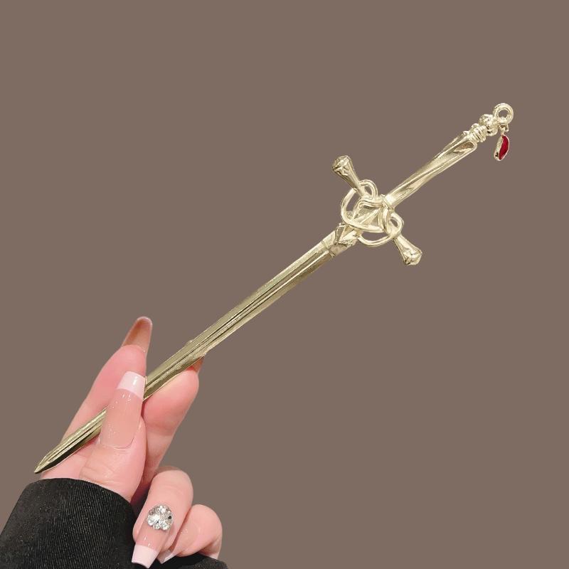 DIY Creative Chinese Style Hairpin Punk Sword Shape Hair Fork Fashion Hair Accessory for Women Cosplay Hanfu Party Wear