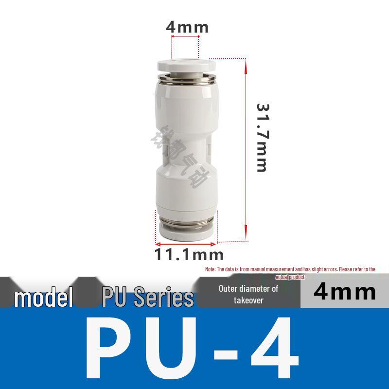 PU Series Pneumatic Quick Plug Connector: PU-4 to PU-16 High-Pressure Air Hose Adapter.