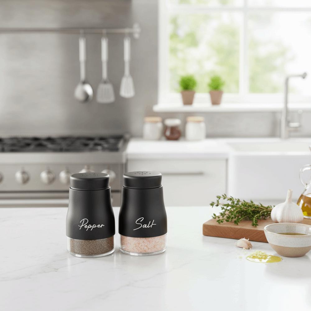 2PCS Moisture-proof BBQ Seasoning Bottle Glass Seasoning Bottle Salt Pepper Dispenser Chef