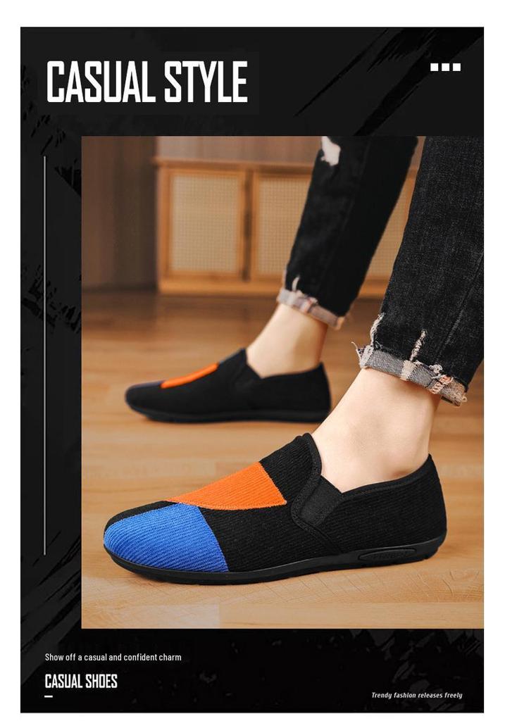 Men's Lightweight Breathable Loafers - Casual Slip-On Color Block Flats