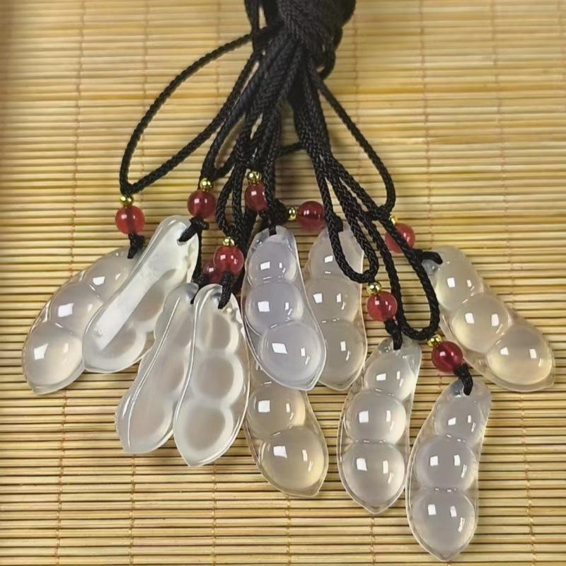 Natural Chalcedony Lychee Jelly White Agate Translucent Pendant DIY Jewelry Accessory