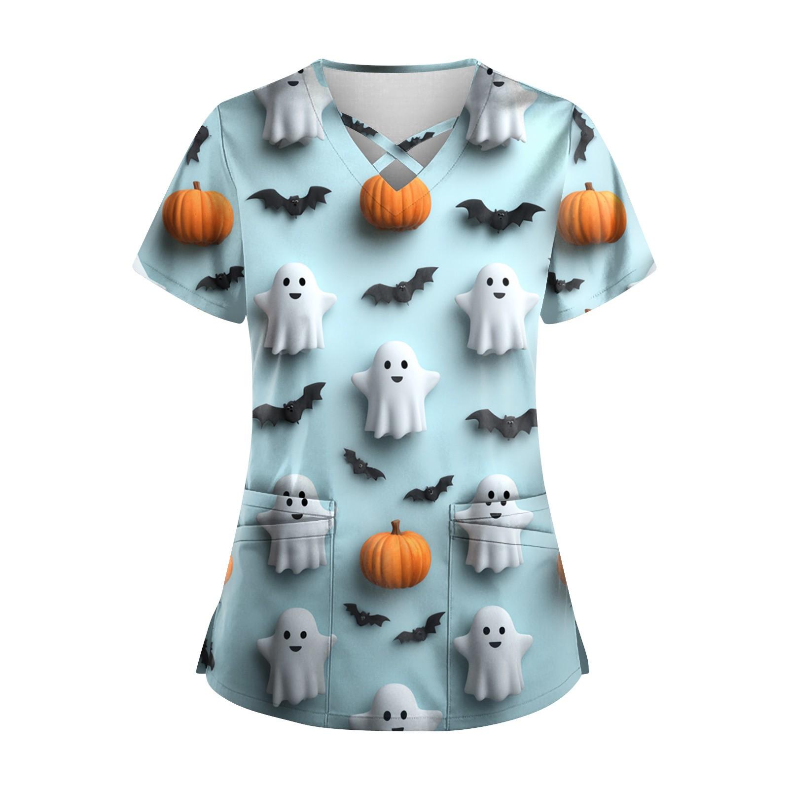 

Женский топ с коротким рукавом и V-образным вырезом, принтом и карманом Dry-nurse XXL