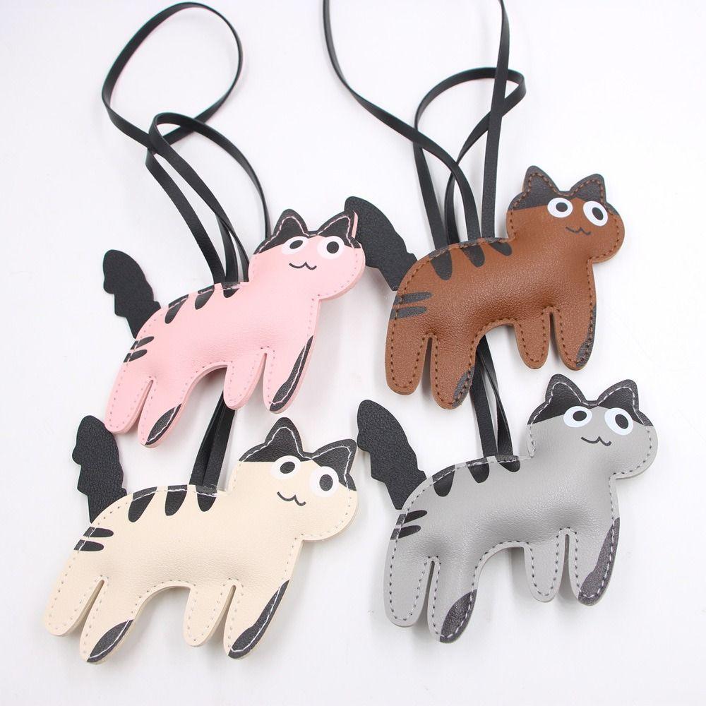 Dog Cartoon Keychain Cute Puppy Bag Pendant Multi-color PU Leather Cat Hanger  Car Accessory