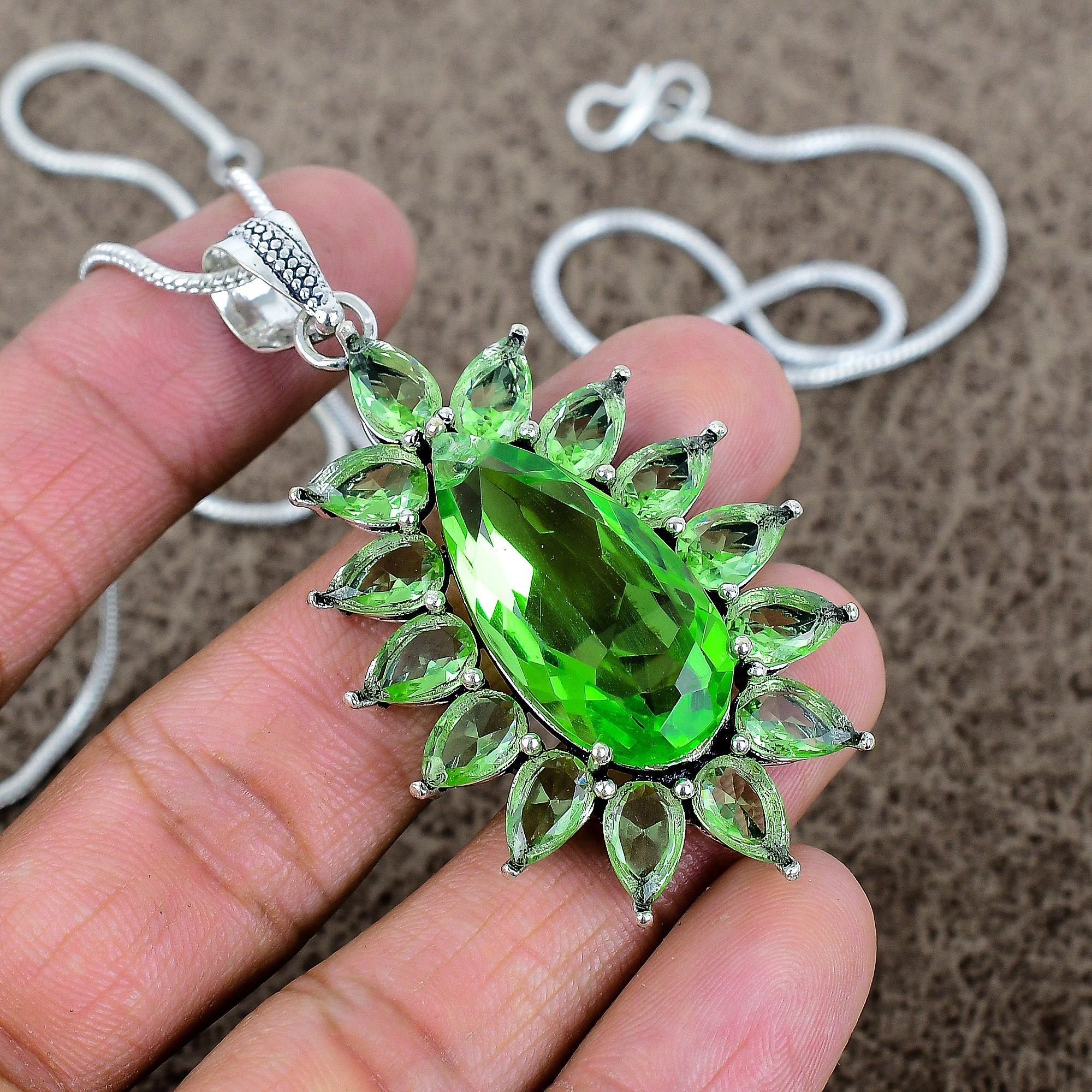 

Tsavorite Gemstone Handmade 925 Sterling Silver Jewelry Pendant 2.48 KKG-298