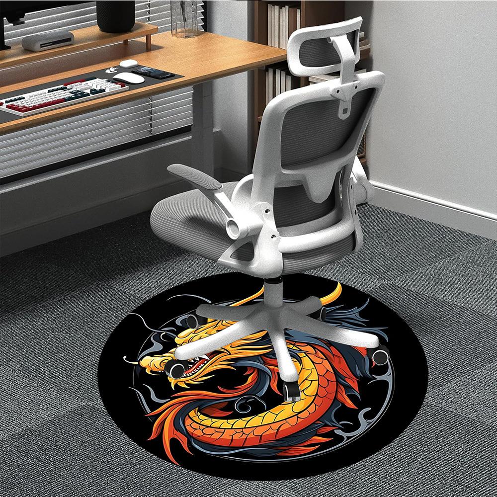 1pc Dragon YinYang Office Round Area Rug, Under Office Chairs Bedroom Living Room Home Decor, Room Deco, Available in Various Sizes